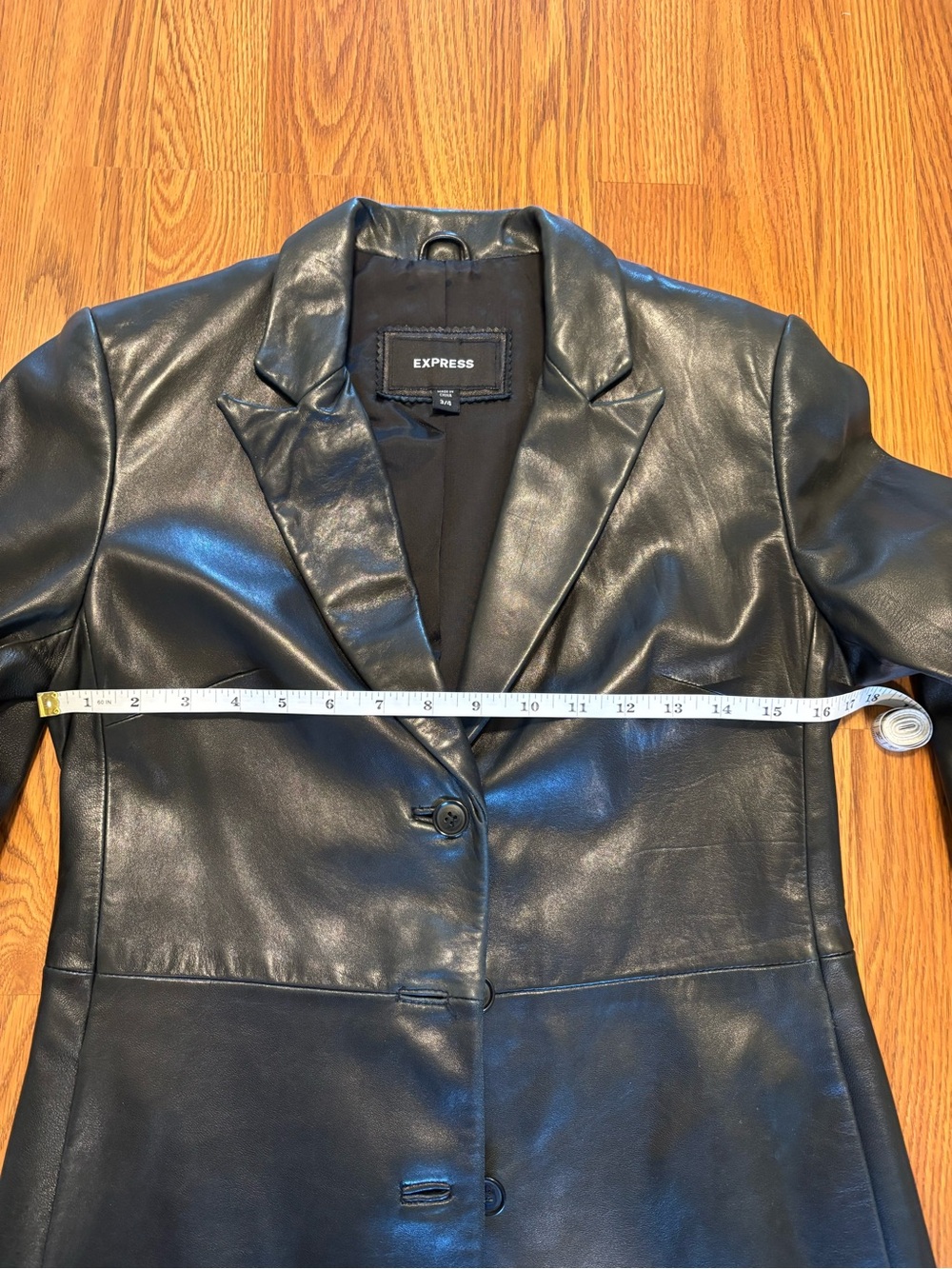 Express Dark Green Leather Longline Trench Coat - Picture 5 of 14